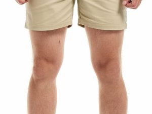 Mens Casual Cotton Shorts Slim Fit Elastic Waist Cargo Shorts 5.5 Inch Inseam with Pockets