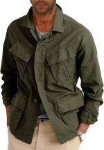 Mens Lightweight Safari Jacket Button Up Cotton Outdoor Military Cargo Long Sleeve Outwear