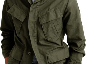 Mens Lightweight Safari Jacket Button Up Cotton Outdoor Military Cargo Long Sleeve Outwear