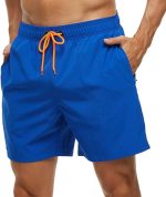 Men's Swim Trunks Quick Dry Beach Shorts with Zipper Pockets and Mesh Lining