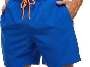 Men's Swim Trunks Quick Dry Beach Shorts with Zipper Pockets and Mesh Lining