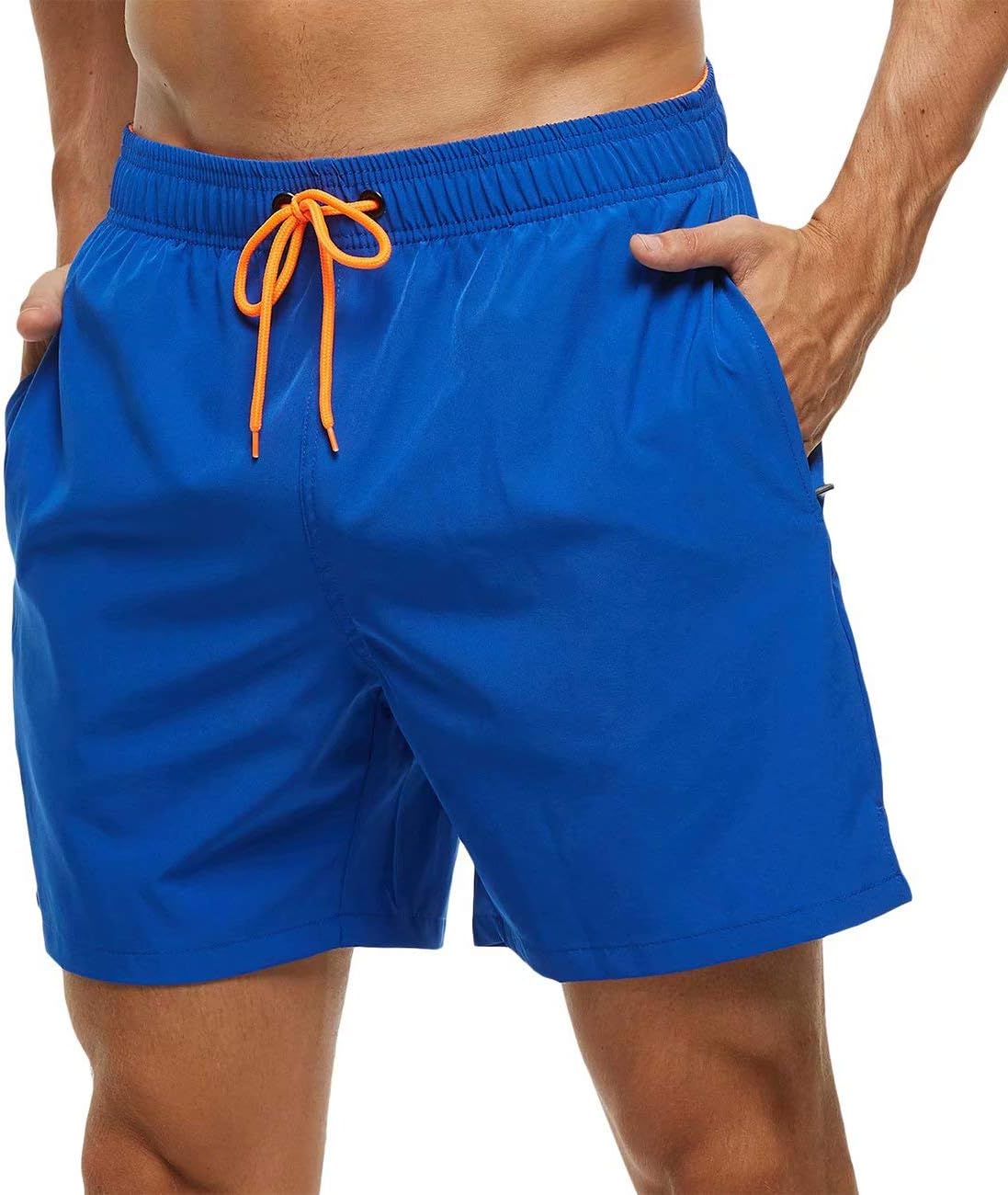 Men's Swim Trunks Quick Dry Beach Shorts with Zipper Pockets and Mesh Lining
