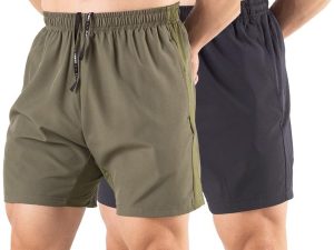 Men's 5" Running Shorts 2 Pack Quick Dry Athletic Workout Gym Shorts with Zipper Pockets