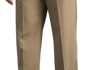 Men's Premium No Iron Khaki Classic Fit Flat Front Casual Trousers Underpants
