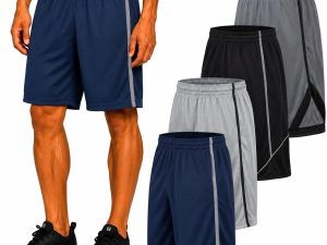 4 Pack: Men's Dry-Fit Sweat Resistant Active Athletic Performance Shorts