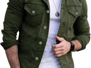 Men's Denim Jacket Casual Regular Fit Button Down Long Sleeve Jean Trucker Jacket