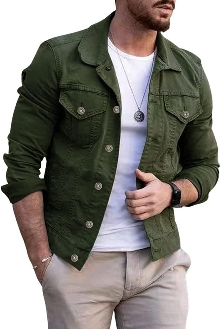 Men's Denim Jacket Casual Regular Fit Button Down Long Sleeve Jean Trucker Jacket