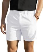 Men's Cotton Casual Shorts Classic-fit 5" Chino Shorts Elastic Waist Daily Wear Dress Shorts