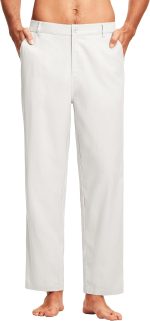 30'' Men’s Linen Pants Dressy Casual Work Golf Cotton Linen Trousers for Men Flat Front with Pockets Belt Loop