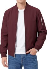 Men's Bomber Jacket Lightweight Casual Windbreaker Zip Up Coat with Pocket