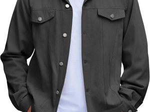 Men's Cotton Denim Jacket Lightweight Trucker Jackets Casual Washed Jean Jacket