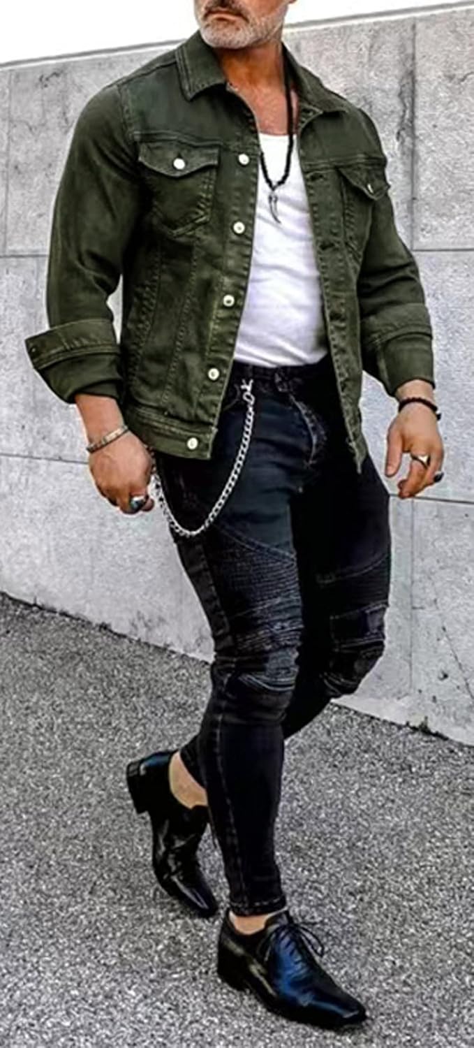 Men's Denim Jacket Casual Regular Fit Button Down Long Sleeve Jean Trucker Jacket - Image 2
