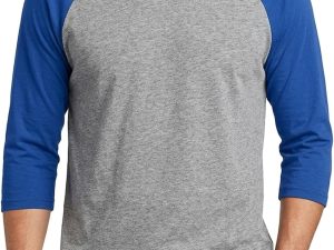 Men's Raglan Baseball Tee Shirt - Cotton Two Tone Casual Athletic Top