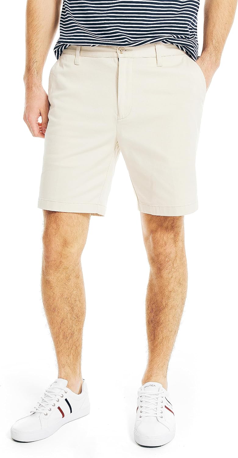Men's Classic Fit Flat Front Stretch Solid Chino Deck Short