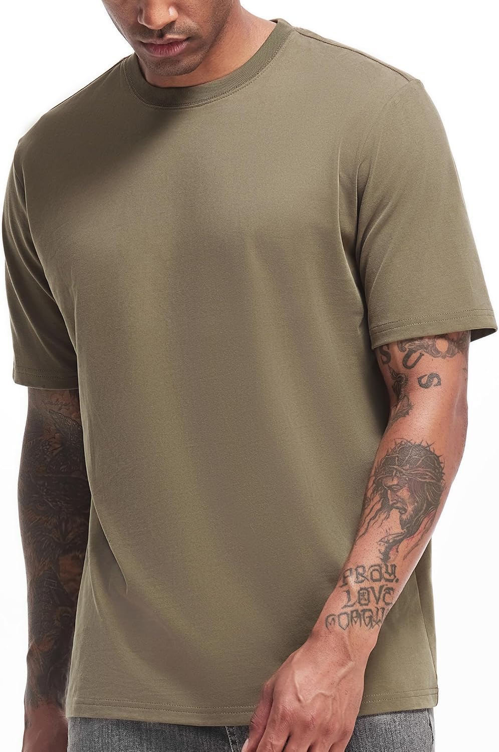 Men's Heavy Weight Crew Neck T-Shirt Mens Premium Cotton Tee - Pre Shrunk S-3XL