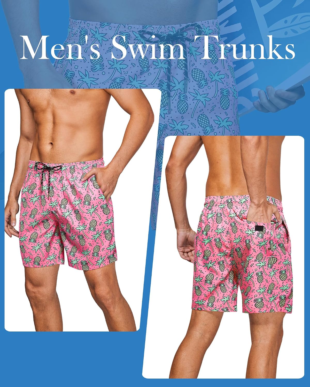 7inch Mens Swim Trunks: with Mesh Liner Pockets Drawstring Quick Dry Stretch Lined Funny Beach Swimming Pool Surf - Image 2