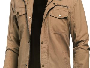 Men's Canvas Cotton Military Casual Field Jacket Outerwear With Removable Hood