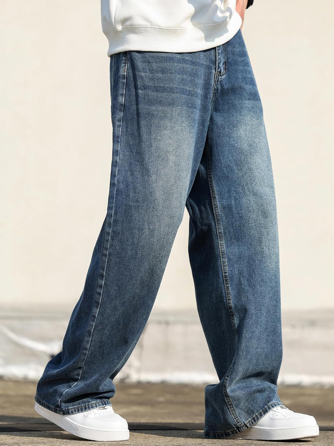 Hip Hop Baggy Jeans for Men Stylish Wide Leg Skater Jeans Loose Fit Denim Pants Streetwear - Image 2