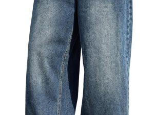 Hip Hop Baggy Jeans for Men Stylish Wide Leg Skater Jeans Loose Fit Denim Pants Streetwear