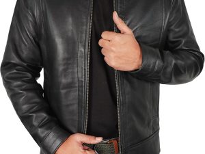 Lambskin Leather Biker Jacket men - Distressed Black Classic Shirt Collar Vintage Brown leather Jackets For Man